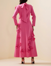 Long-sleeved mermaid dress with side pleats - Seran